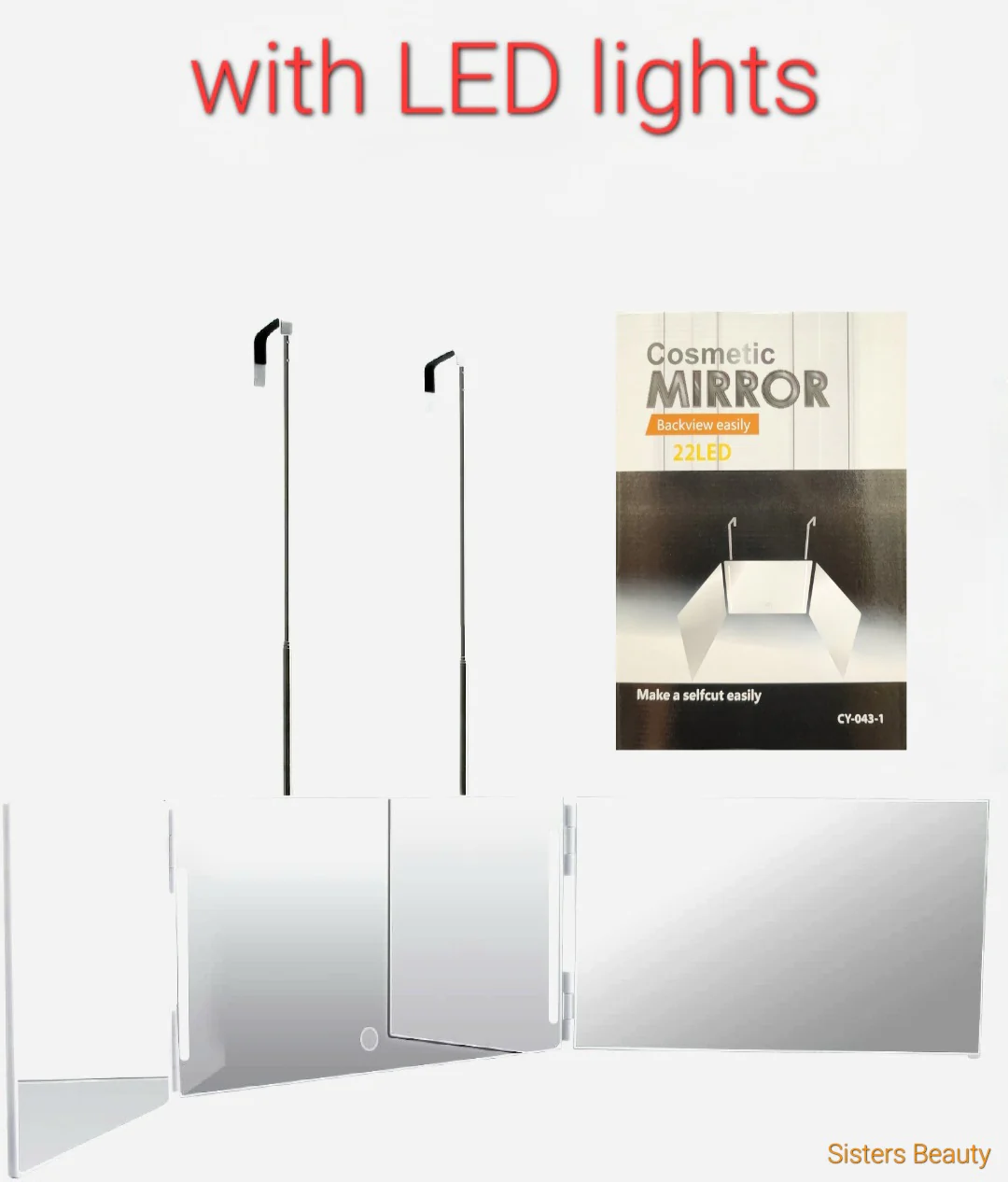 3 way Mirror for Makeup & Hair Styling (with LED lights and without LED lights) - Image 2