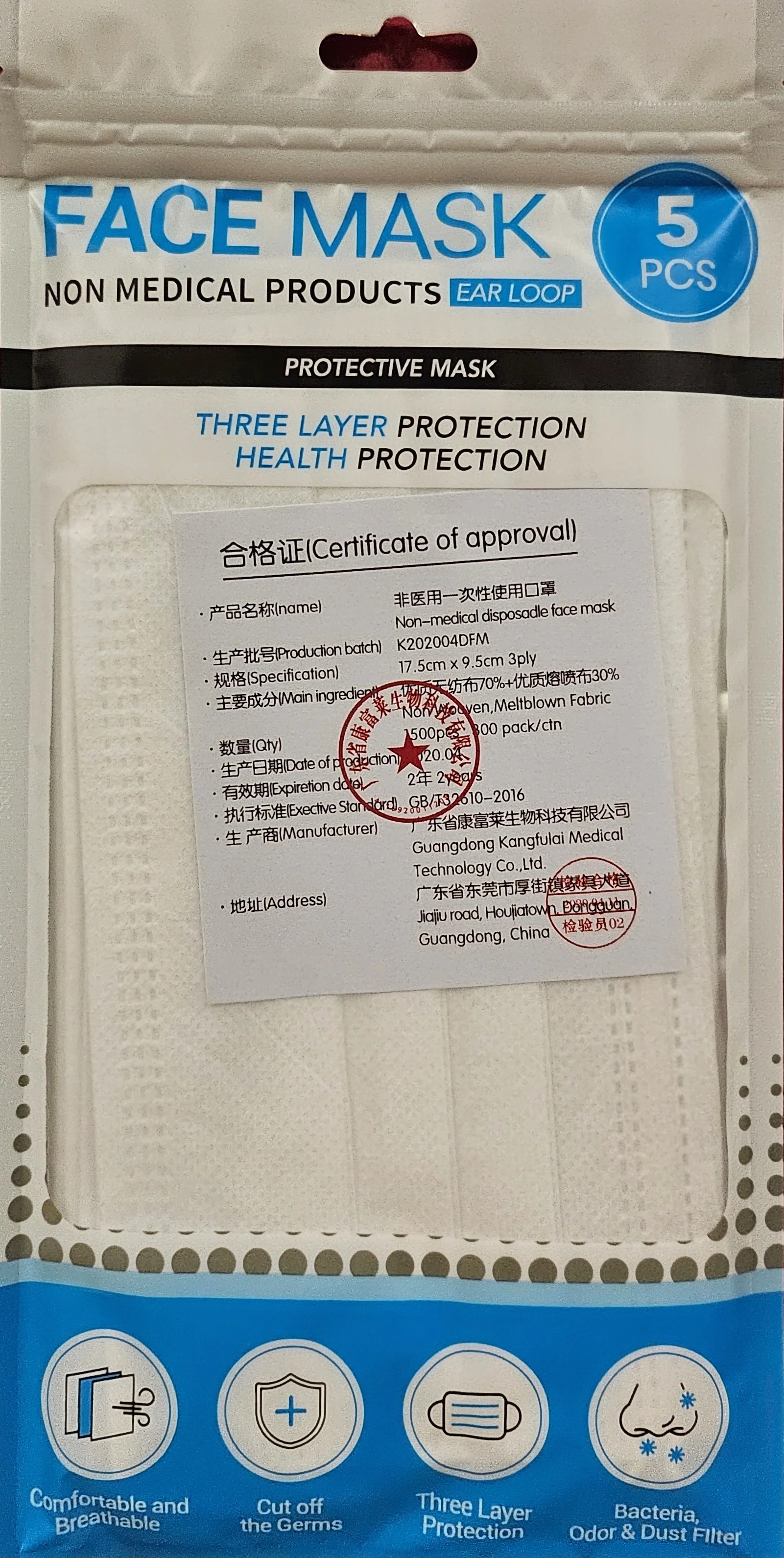 5pcs Disposable 3-Ply Face Masks - Image 4