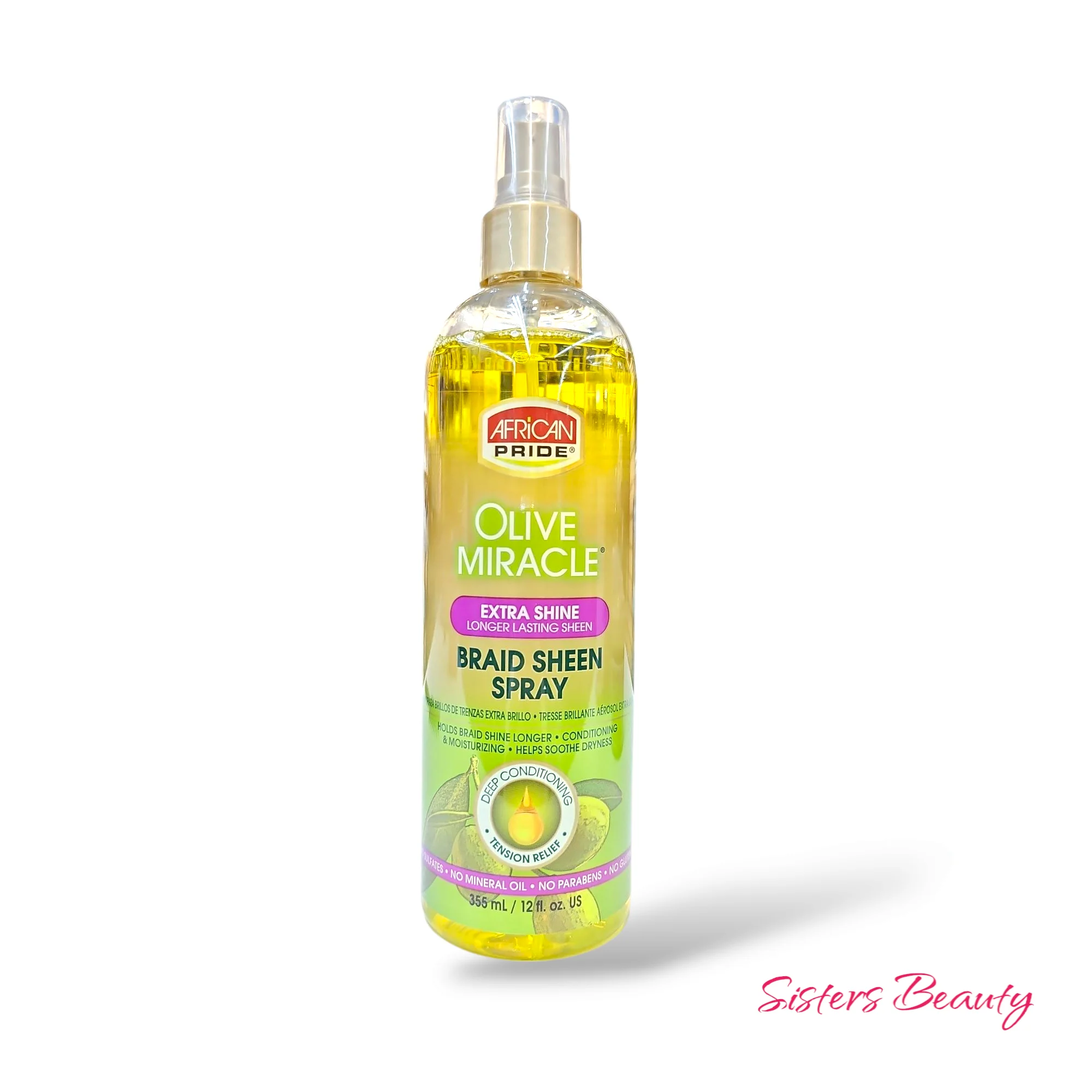 African Pride Olive Miracle Extra Shine Braid Sheen Spray 12oz