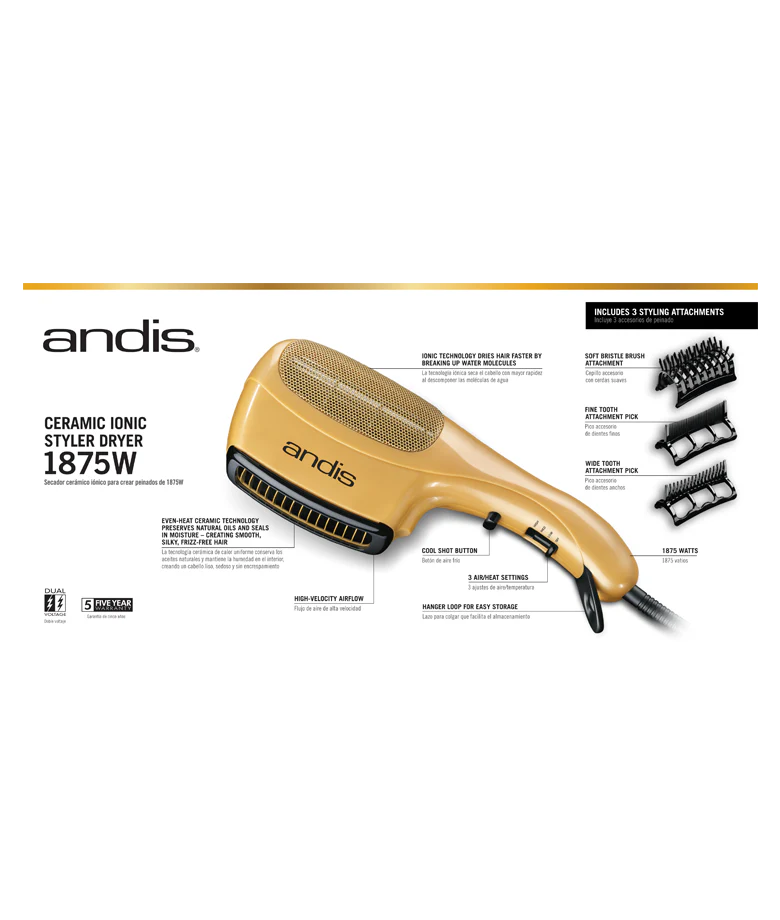 Andis Ceramic Ionic Styler Dryer 1875W #82105 - Image 4