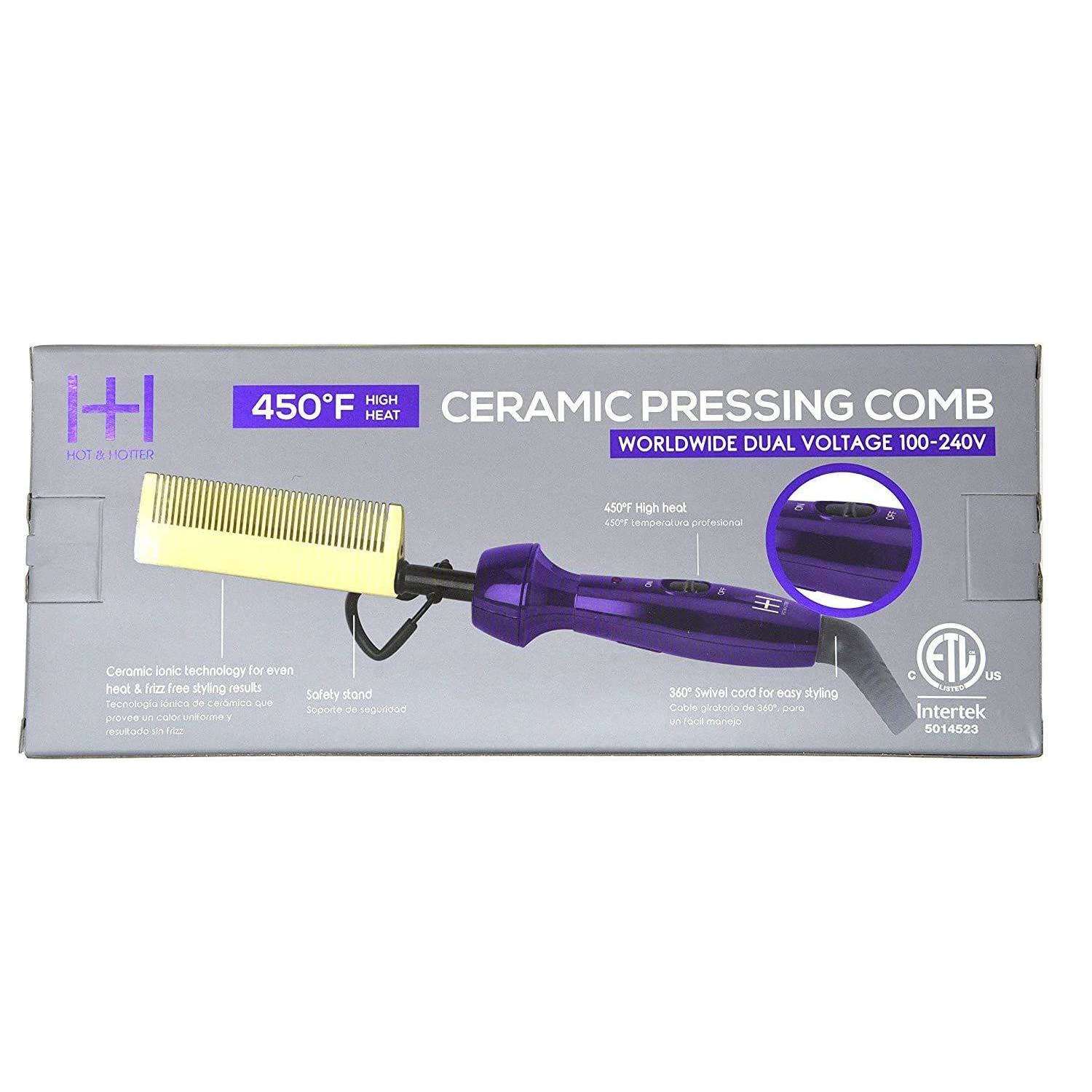 Annie Hot & Hotter Ceramic Electrical Pressing Comb Purple & Gold #5955 - Image 3