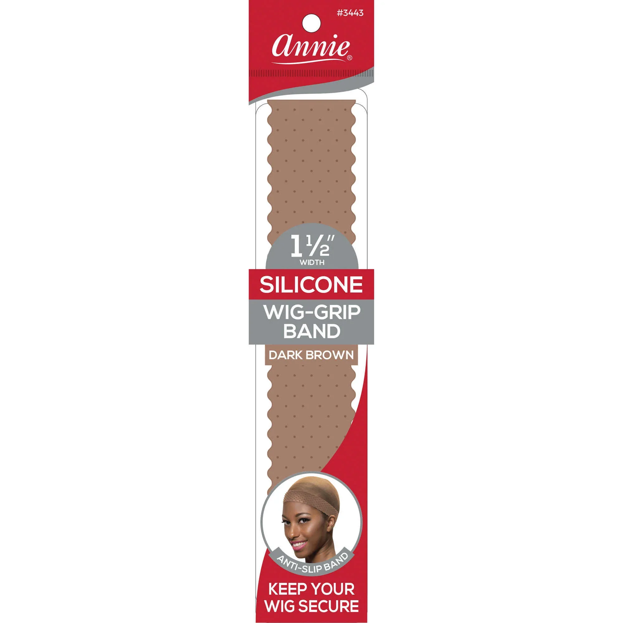 Annie Silicone Wig-Grip Band 1 1/2" Translucent Dark Brown #3443