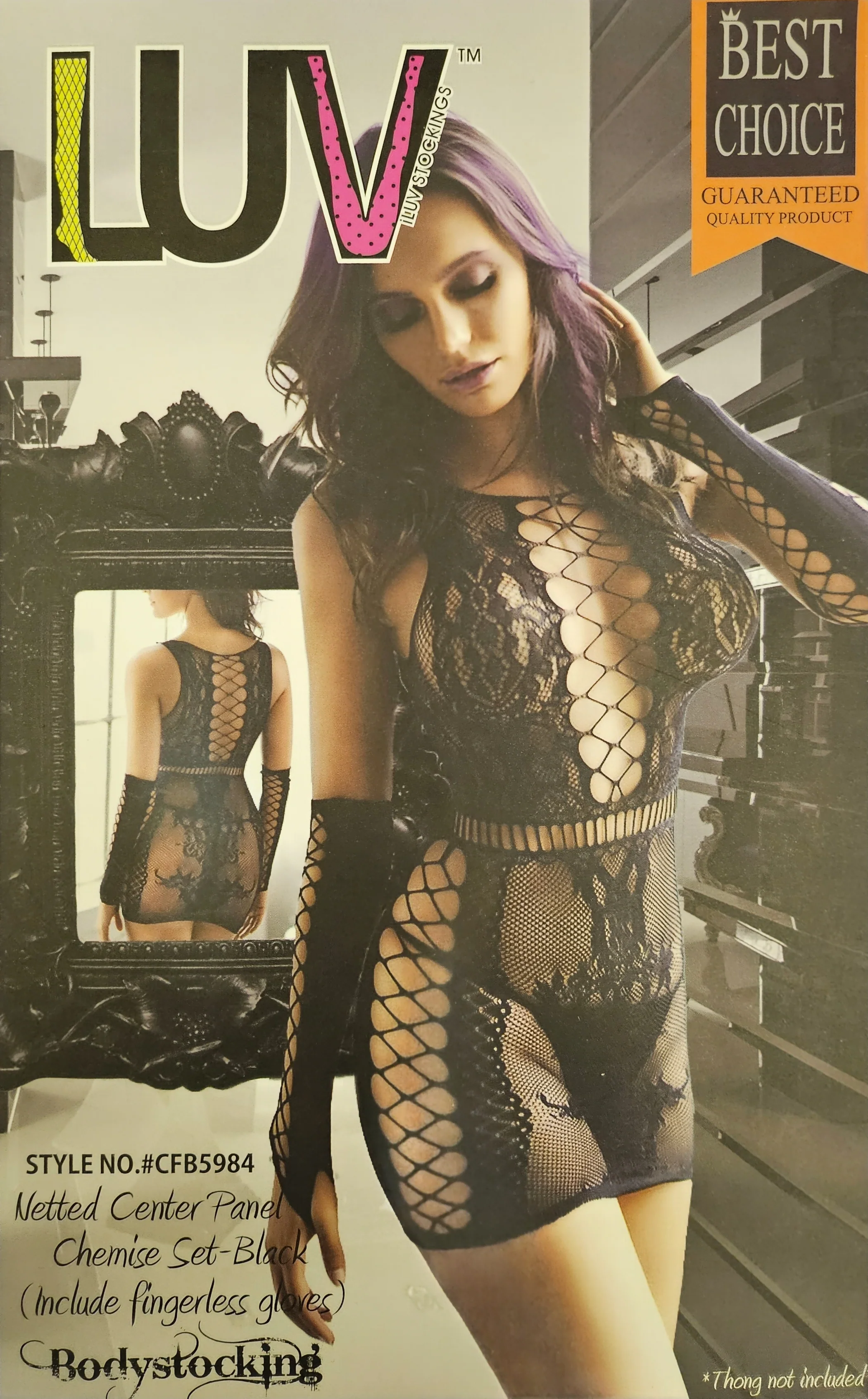 CCDC - LUV Body Stocking Fishnet Black & White