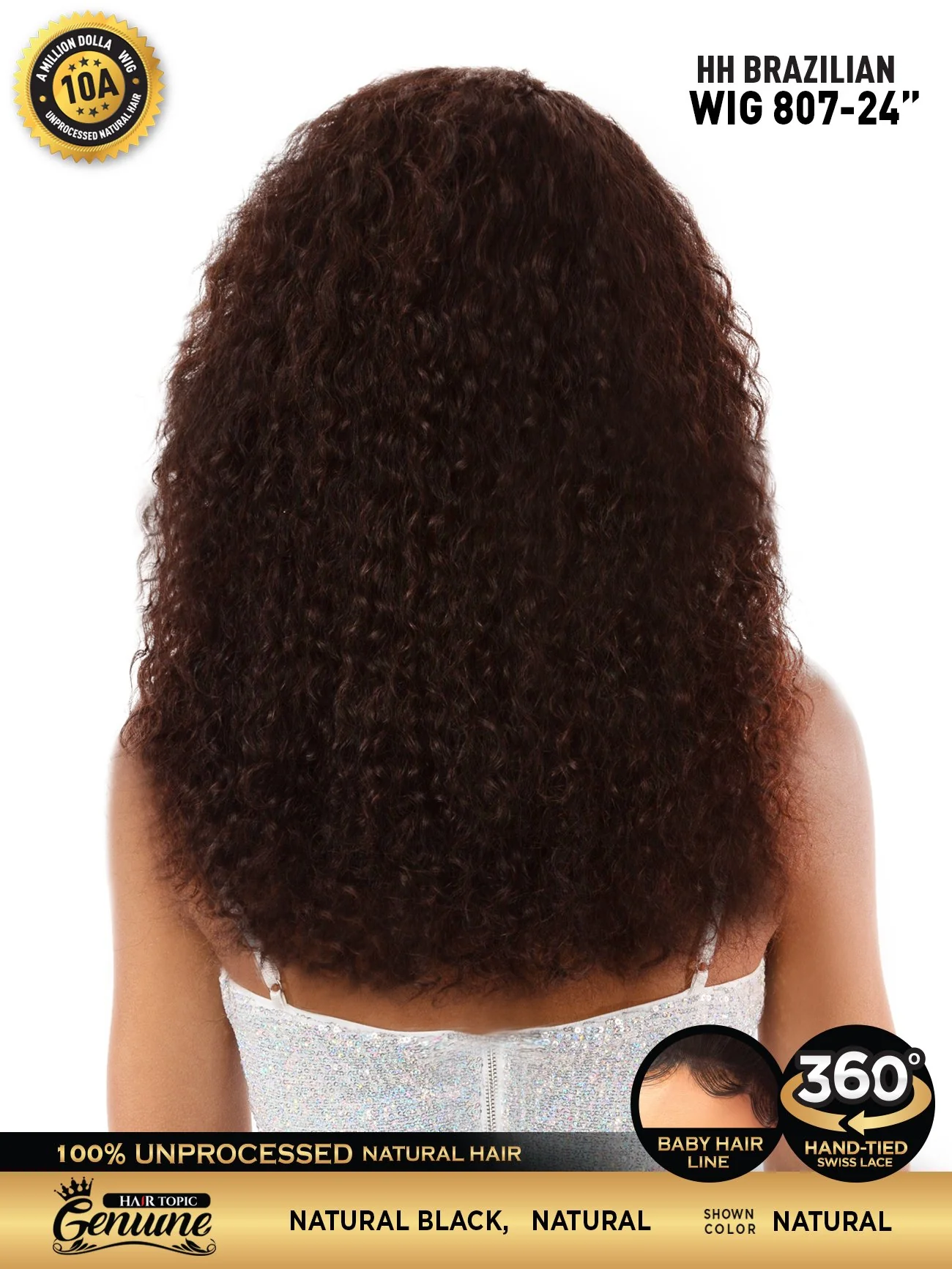 Hair Topic Genuine 10A HH Brazilian Lace 360 Wig 807-24" - Image 3