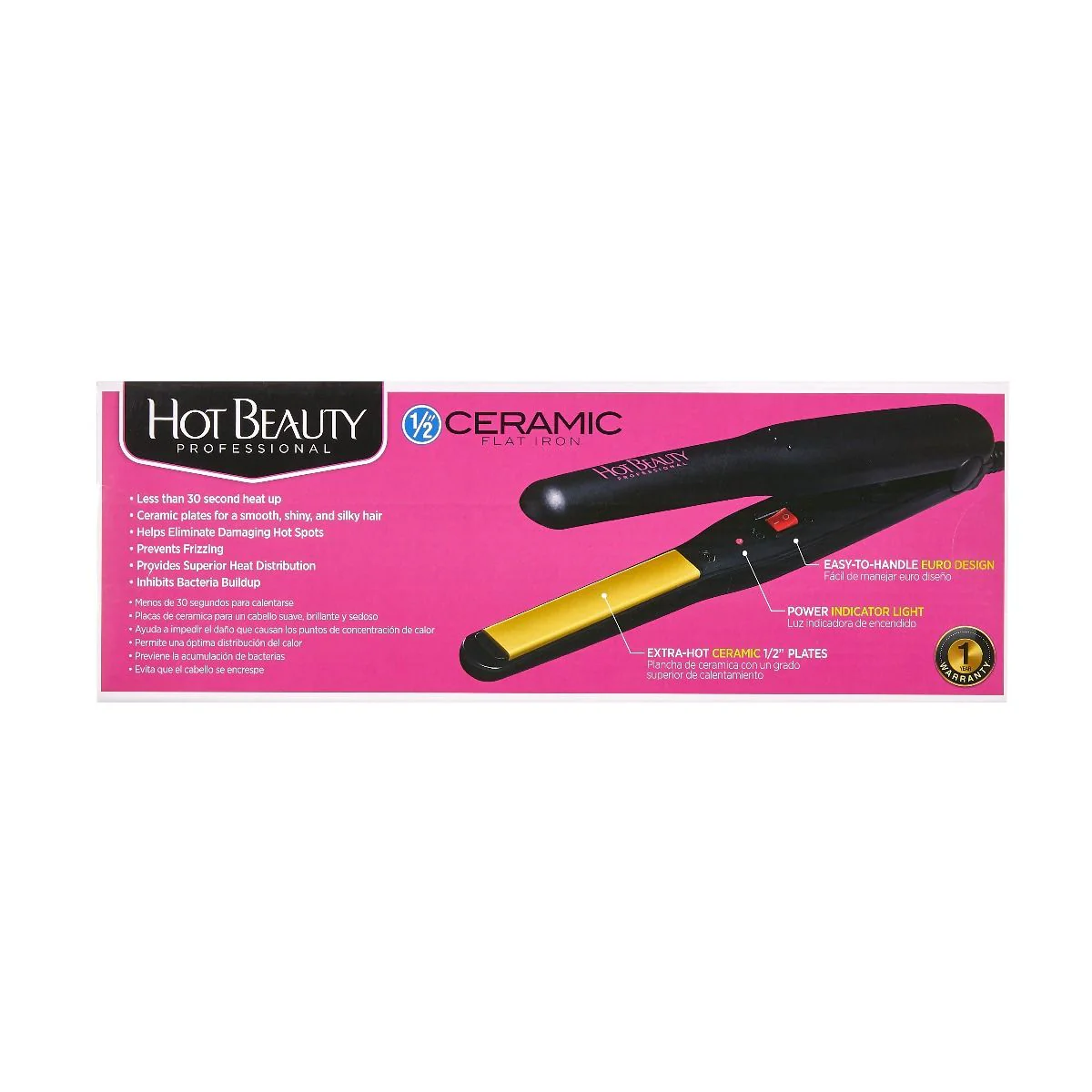 Hot Beauty Ceramic Flat Iron 1/2" #HFI050 - Image 7