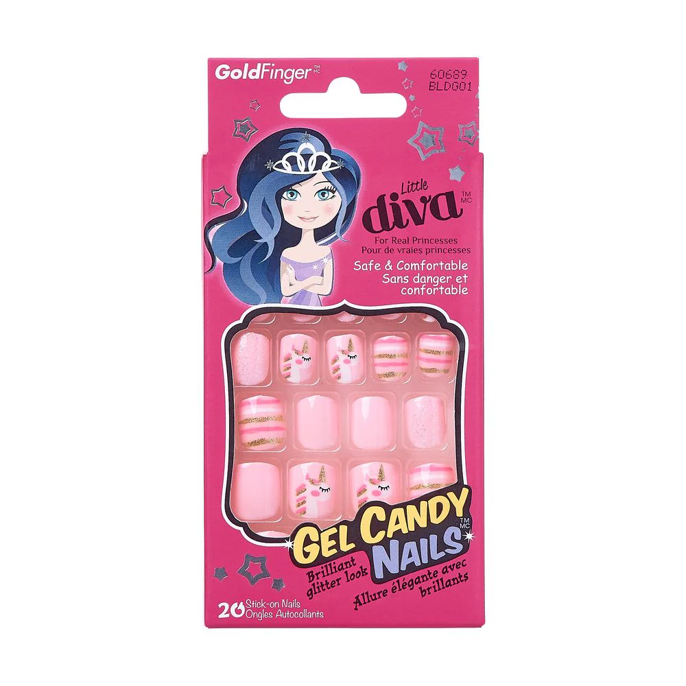 Kiss Gold Finger Little Diva Kids Gel Candy 20 Nails #BLDG01
