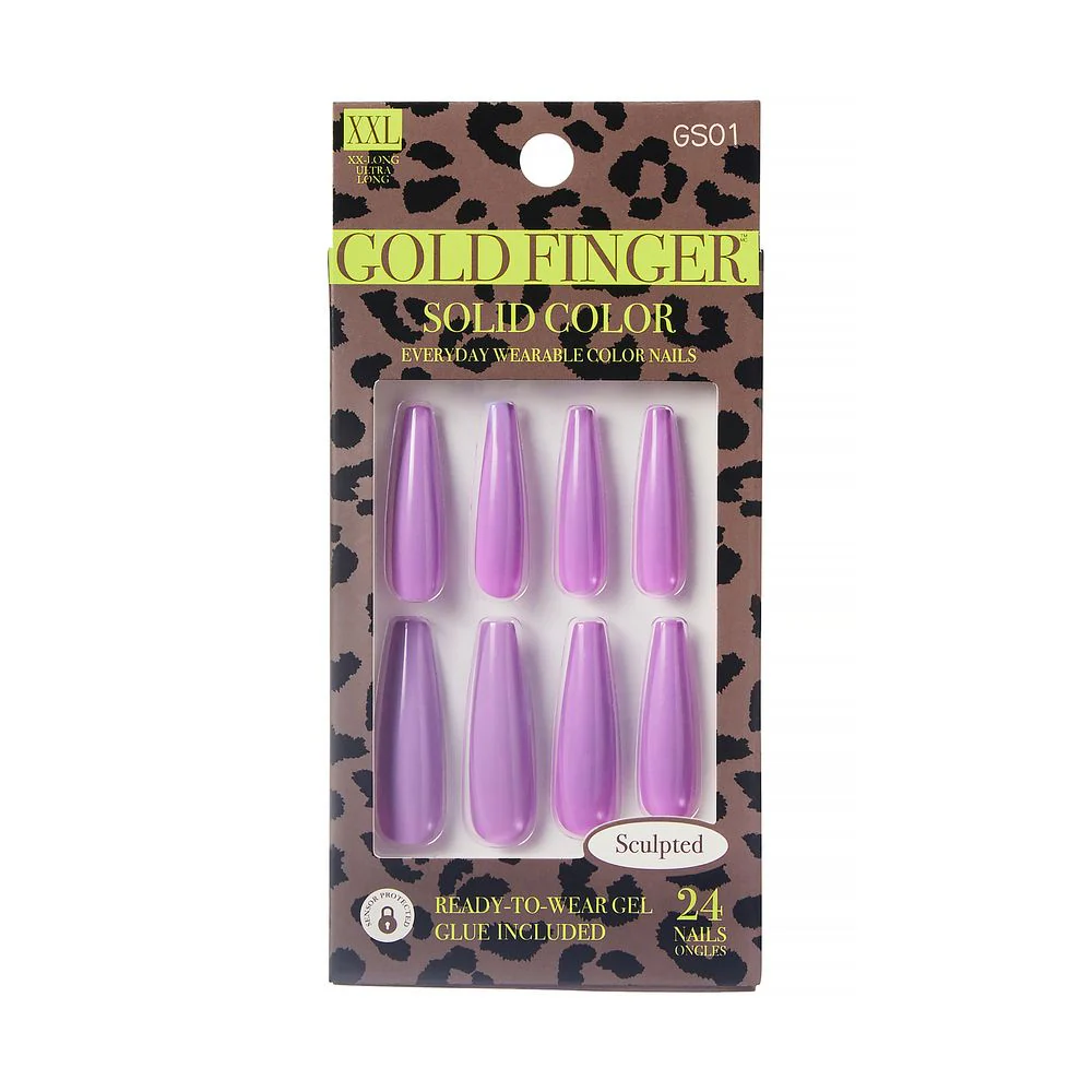 KISS Gold Finger Solid Color Sculpted 24 Nails #GS01 (Clearance Sale)