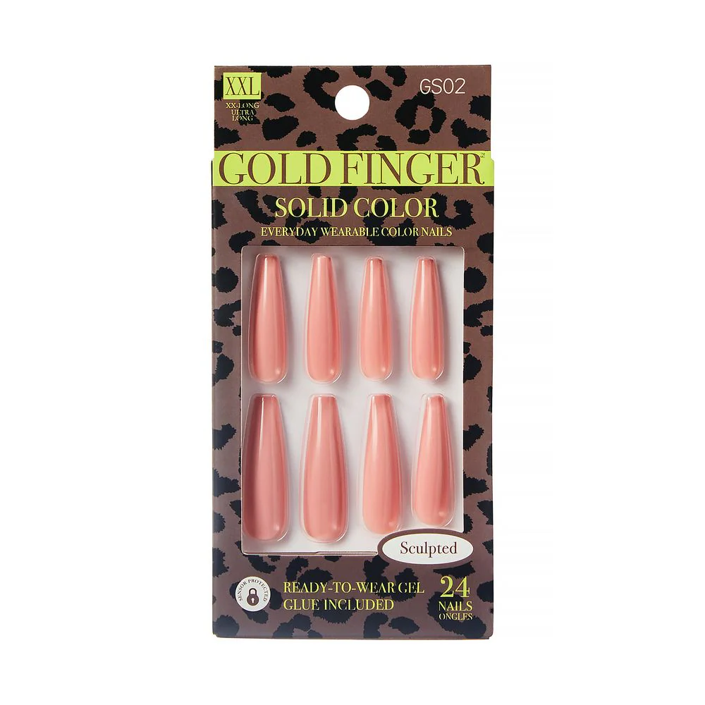 KISS Gold Finger Solid Color Sculpted 24 Nails #GS02