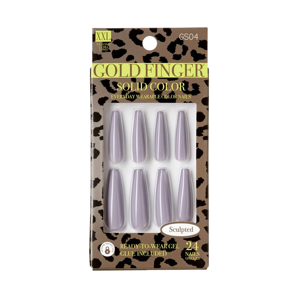 KISS Gold Finger Solid Color Sculpted 24 Nails #GS04 (Clearance Sale)