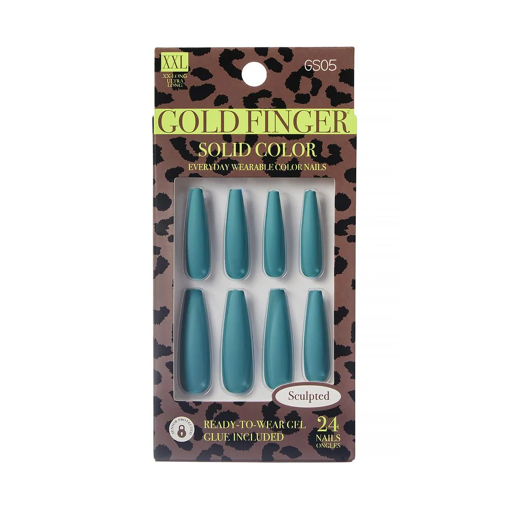 KISS Gold Finger Solid Color Sculpted 24 Nails #GS05 (Clearance Sale)