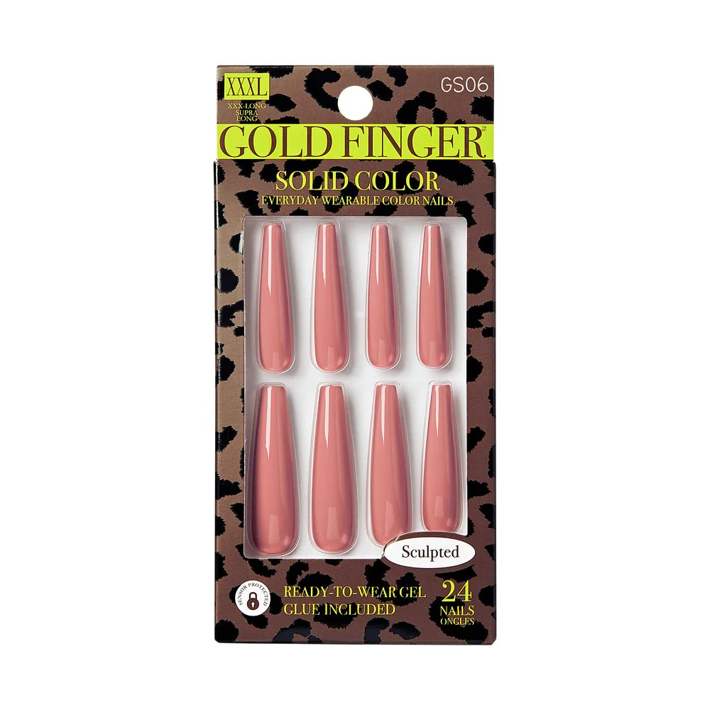 KISS Gold Finger Solid Color Sculpted 24 Nails #GS06 (Clearance Sale)