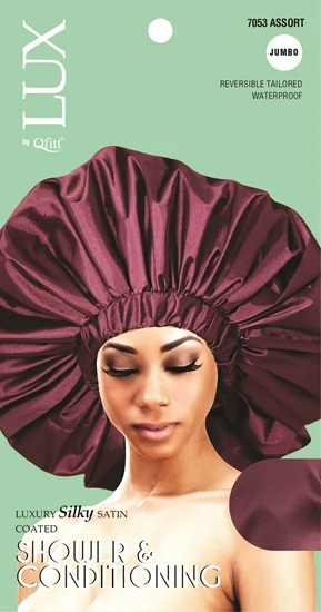 Lux by Qfitt Luxury Silky Satin Coated Shower & Conditioning Cap - Jumbo #7053 Assort