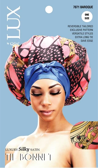 Lux by Qfitt Luxury Silky Satin Tie Bonnet #7071 Assort - Image 2