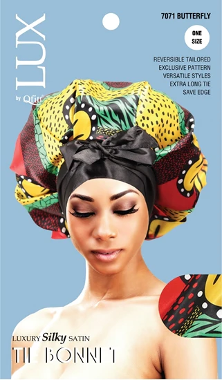 Lux by Qfitt Luxury Silky Satin Tie Bonnet #7071 Assort - Image 4