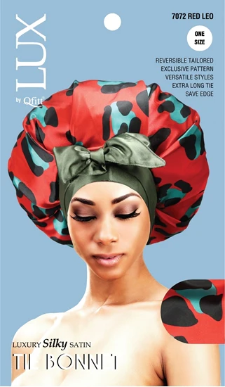 Lux by Qfitt Luxury Silky Satin Tie Bonnet #7072 Assort - Image 2