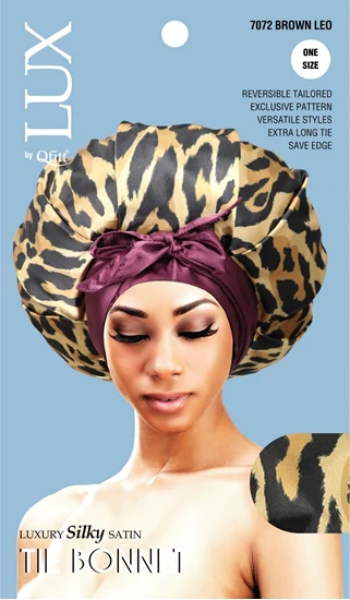 Lux by Qfitt Luxury Silky Satin Tie Bonnet #7072 Assort - Image 3