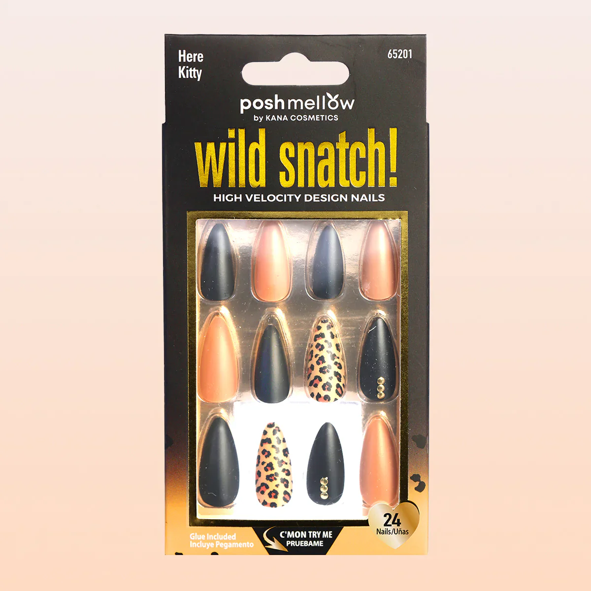 Poshmellow by Kana Cosmetics Wild Snatch! 24 Nails #65201 Here Kitty