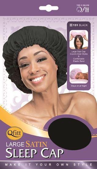 Qfitt Large Satin Sleep Cap #151 Black