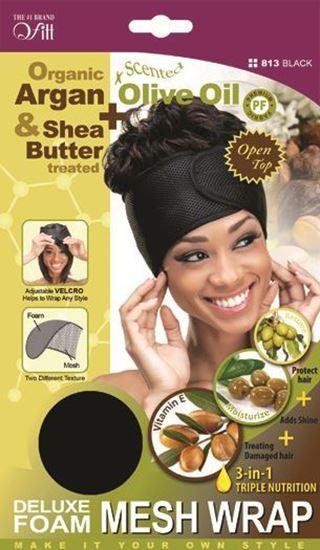 Qfitt Organic Argan & Shea Butter + Olive Oil Deluxe Foam Mesh Wrap #813 Black