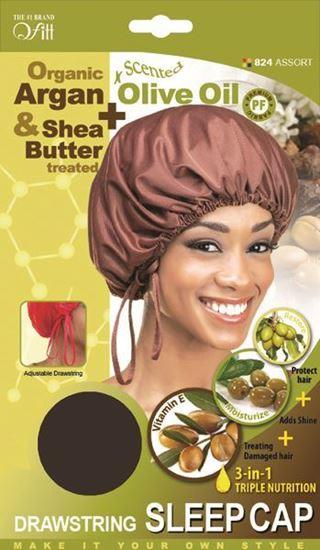 Qfitt Organic Argan & Shea Butter + Olive Oil Drawstring Sleep Cap #824 Assort