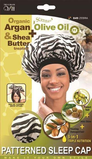 Qfitt Organic Argan & Shea Butter + Olive Oil Patterned Sleep Cap #849 Assort - Image 3