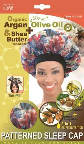 Qfitt Organic Argan & Shea Butter + Olive Oil Patterned Sleep Cap #849 Assort - Image 4