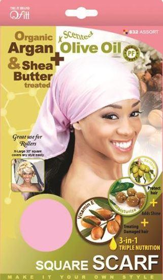 Qfitt Organic Argan & Shea Butter + Olive Oil Square Scarf #832 Assort