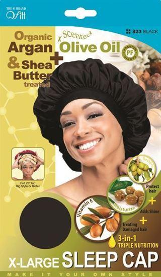 Qfitt Organic Argan & Shea Butter + Olive Oil X-Large Sleep Cap #823 Black