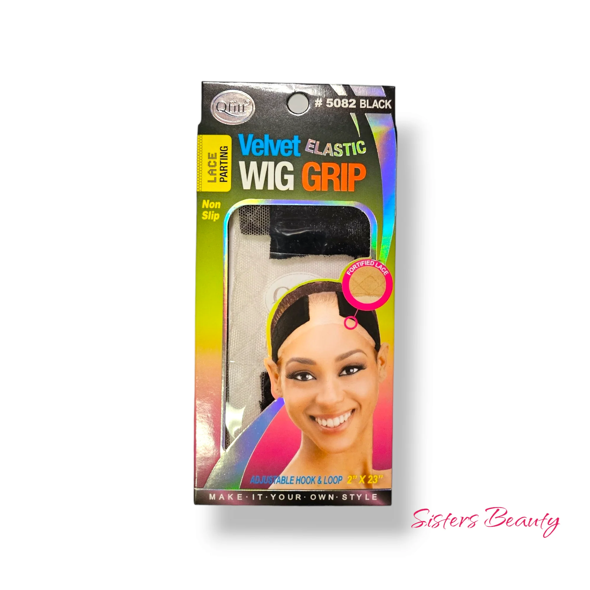 Qfitt VELVET LACE PARTING WIG GRIP (HOOK & LOOP) #5082 BLACK