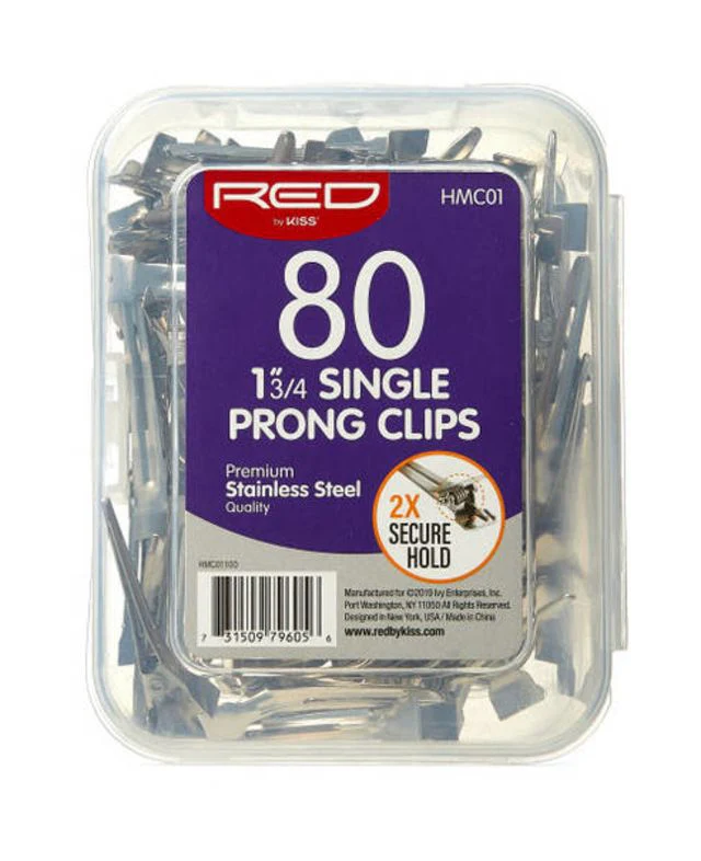 Red by Kiss 1 3/4" Single Prong Clips 80pcs #HMC01