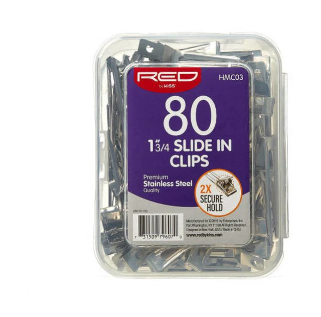 Red by Kiss 1 3/4" Slide In Clips 80pcs #HMC03