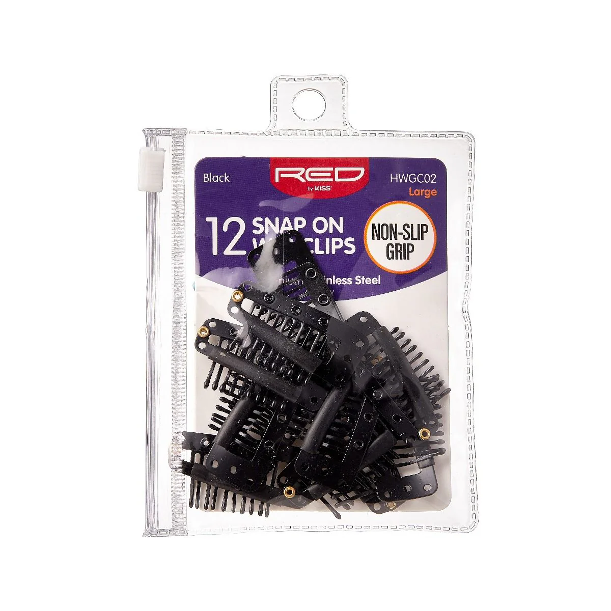 Red by Kiss 12pcs Snap On Wig Clips - Black/Large #HWGC02