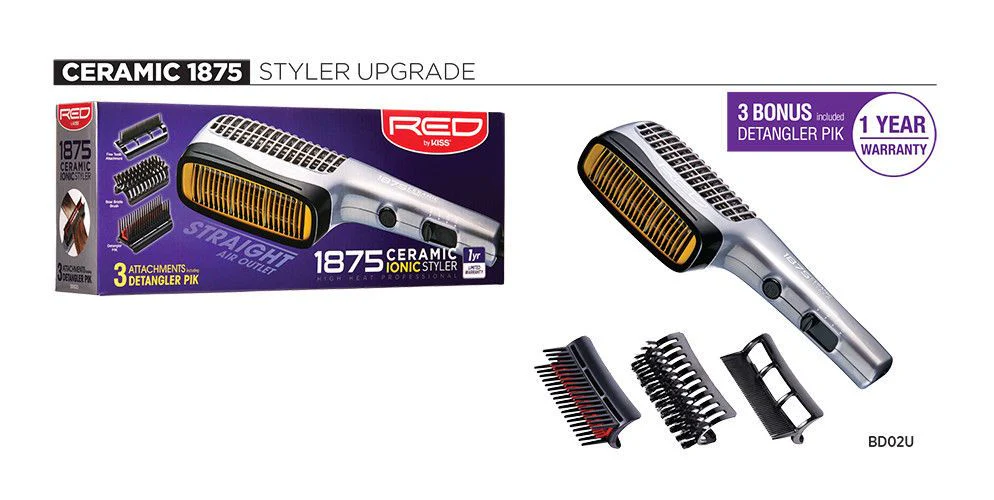 Red by Kiss 1875 Ceramic Ionic Styler #BD02U - Image 2