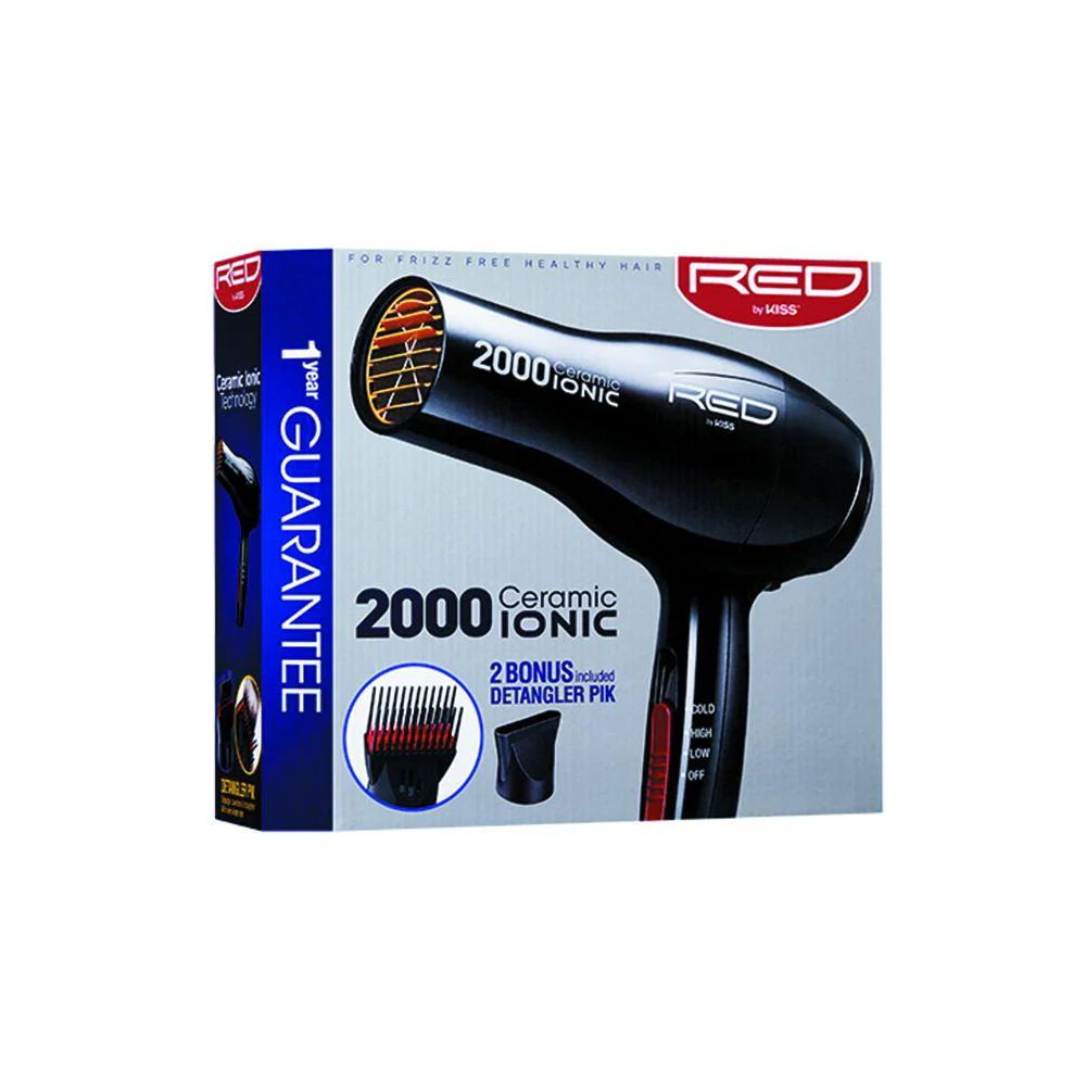 Red by Kiss 2000 Ceramic Ionic Hair Dryer #BD06U - Image 3