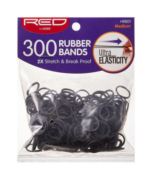 Red by Kiss 300 Medium Rubber Bands #HRB01