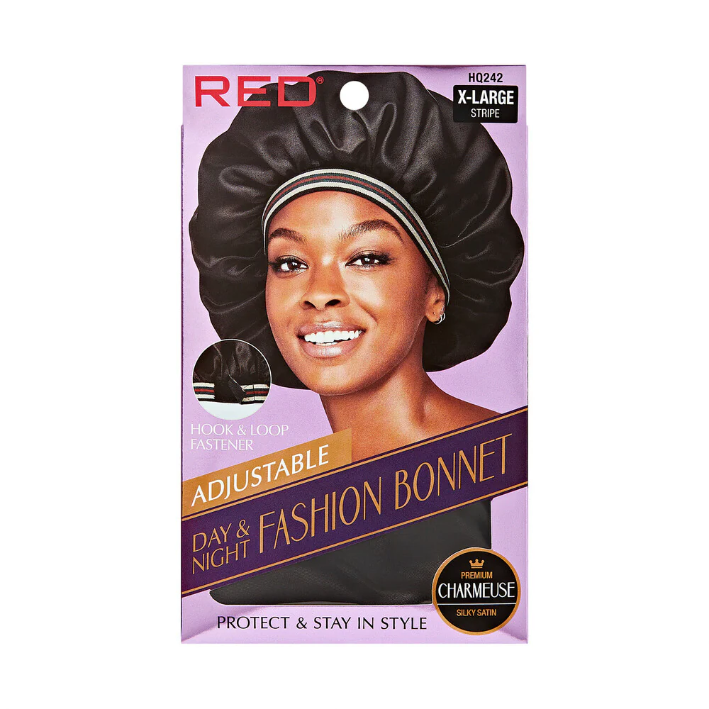 Red by Kiss Adjustable Fashion Hair Bonnet for Day & Night Hair Protection - Image 3