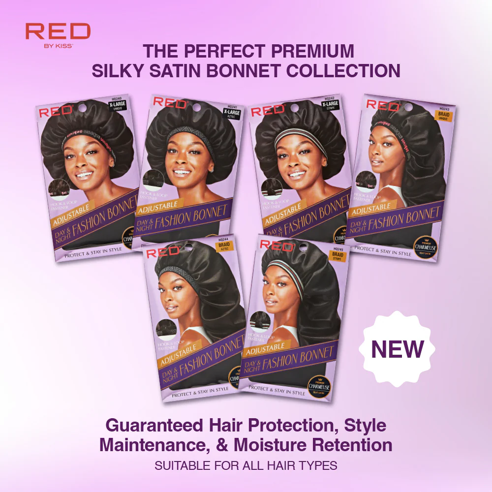 Red by Kiss Adjustable Fashion Hair Bonnet for Day & Night Hair Protection - Image 7