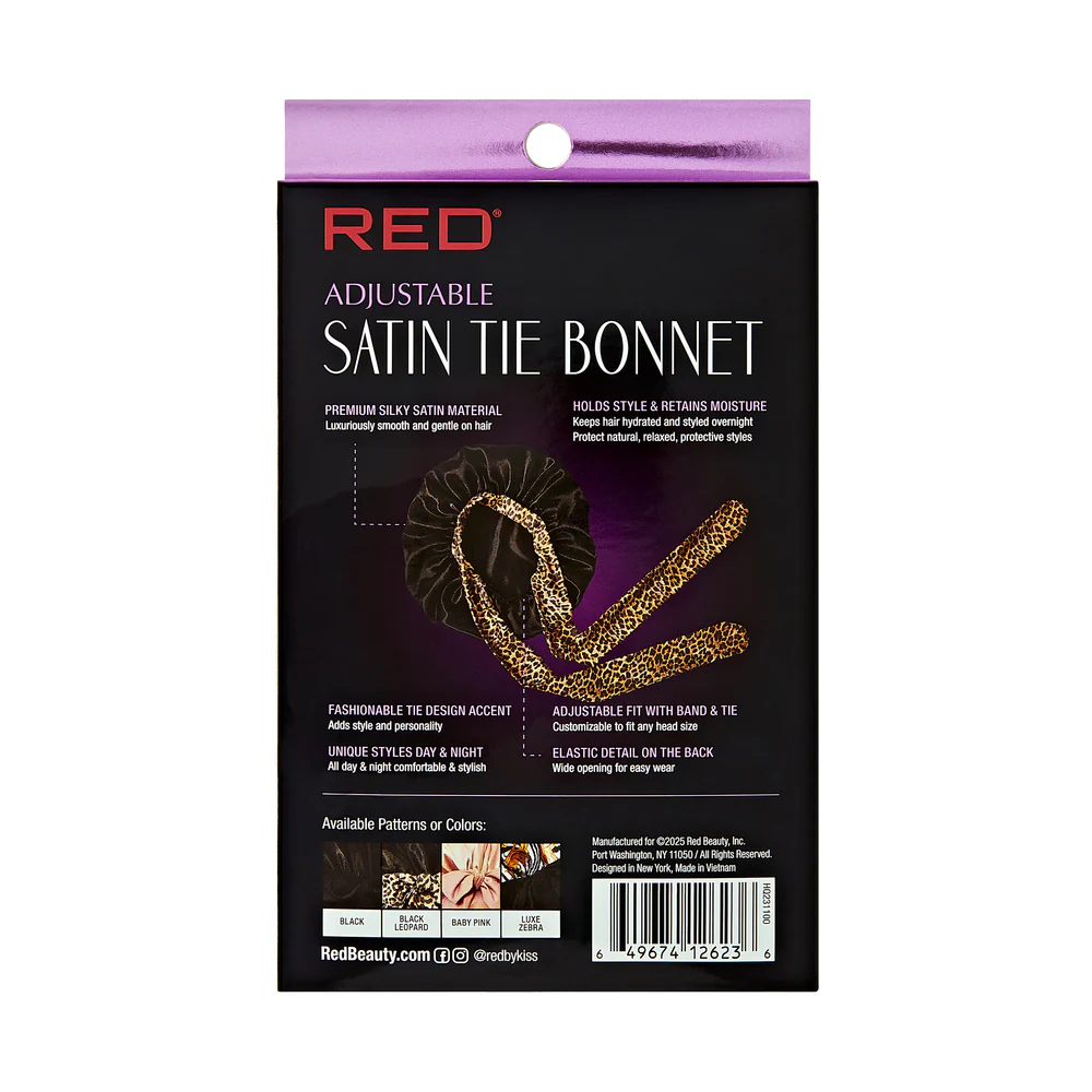 Red by Kiss Adjustable Satin Tie Bonnet - Image 3