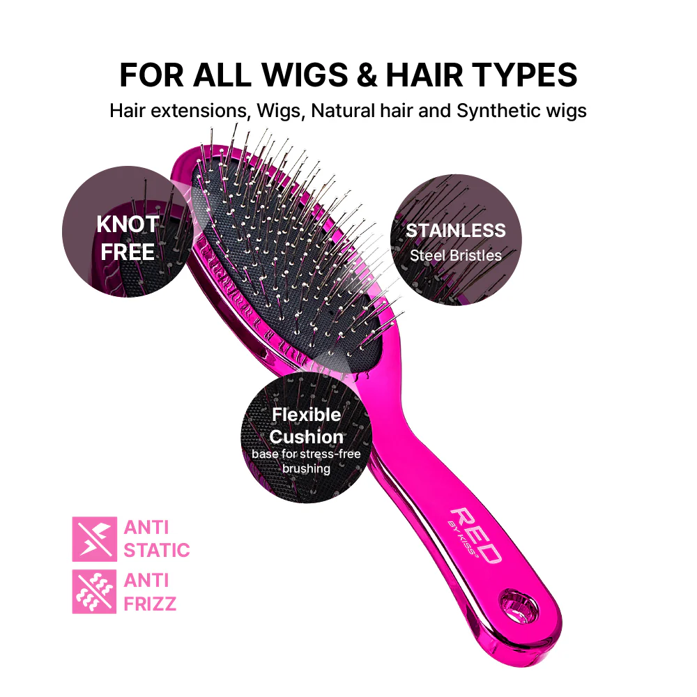 Red by Kiss Anti-Static & Anti-Frizz Oval Wig Brush #HH216 - Image 2