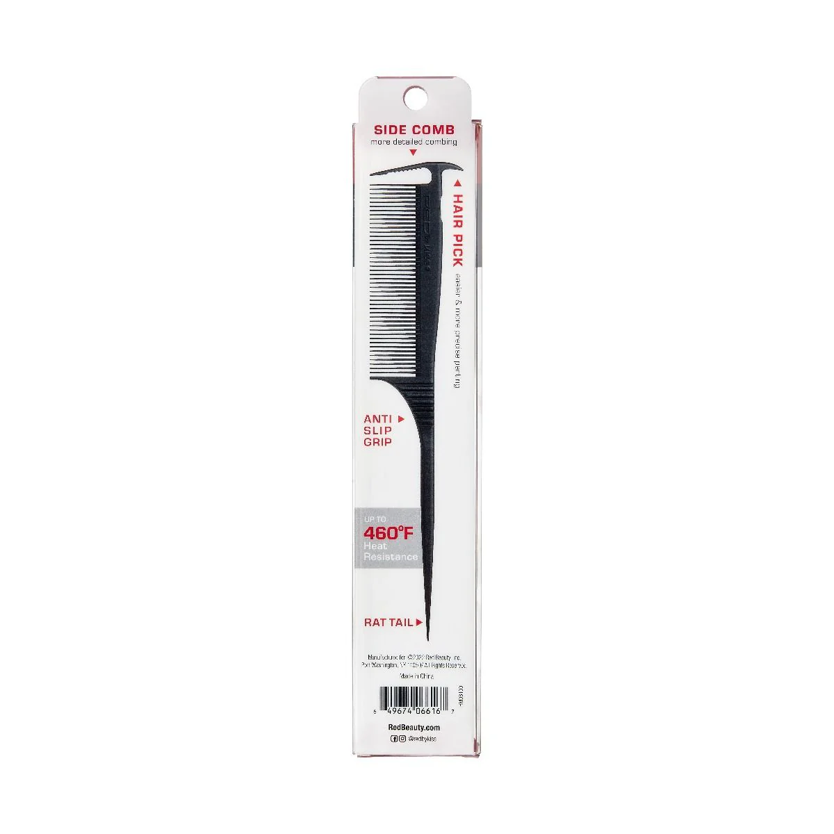Red by Kiss Carbon Axe Rat Tail Comb #HM08 - Image 3