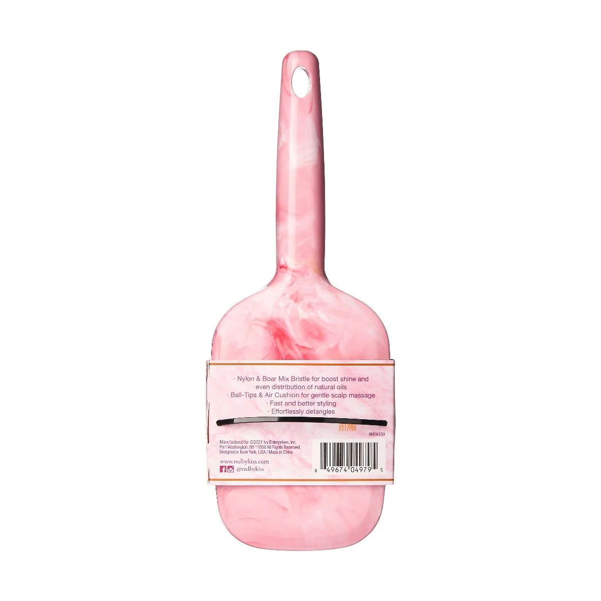 Red by Kiss Marblous Boar Square Paddle Brush #HH26 - Image 5