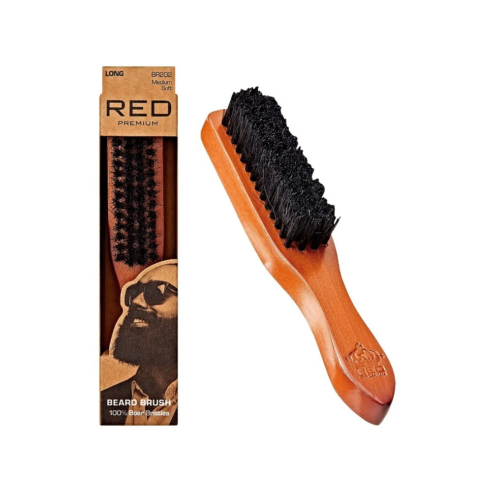 Red by Kiss Premium Beard Medium Soft Long Handle Brush #BR202
