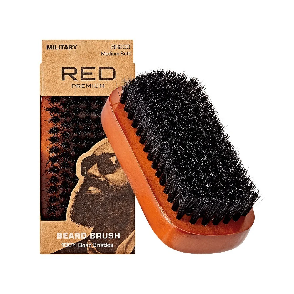 Red by Kiss Premium Beard Medium Soft Military Brush #BR200