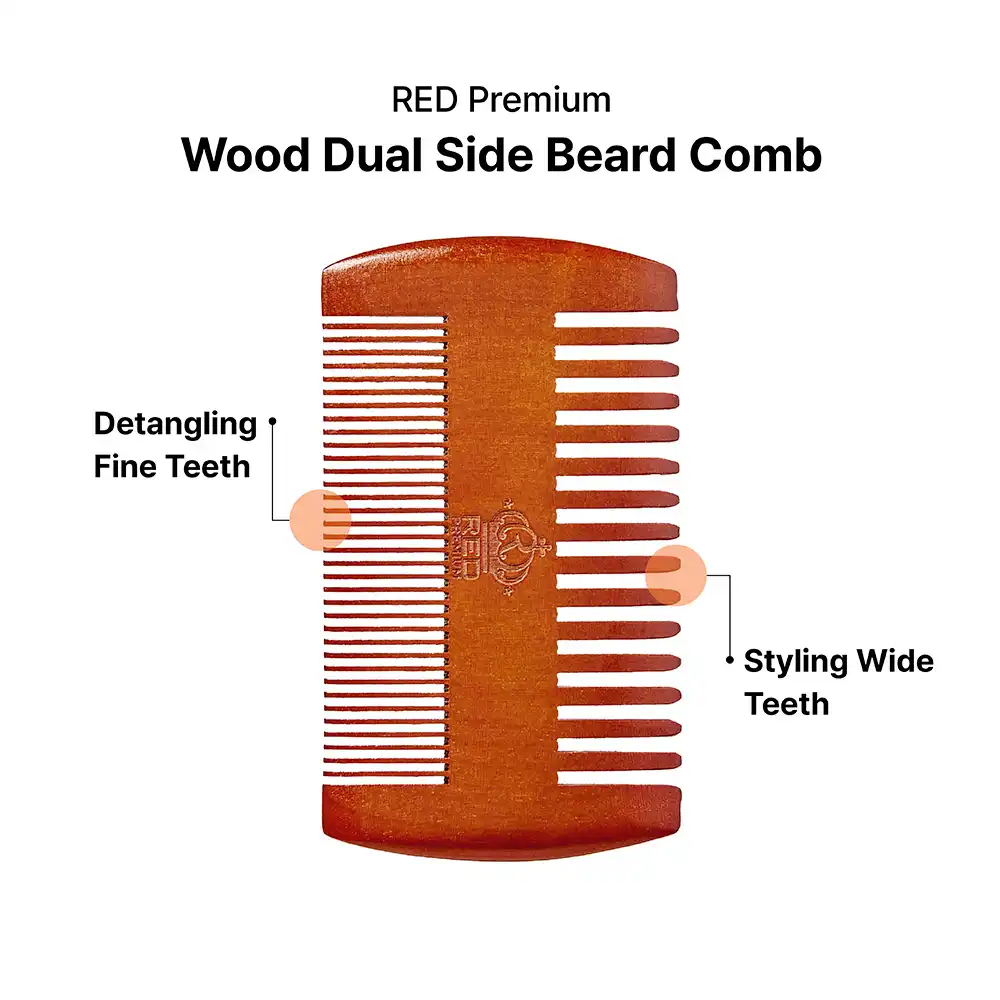 Red by Kiss Premium Wood Dual Side Beard Comb #BM68 - Image 3