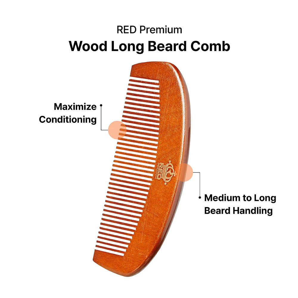 Red by Kiss Premium Wood Long Beard Comb #BM69 - Image 3