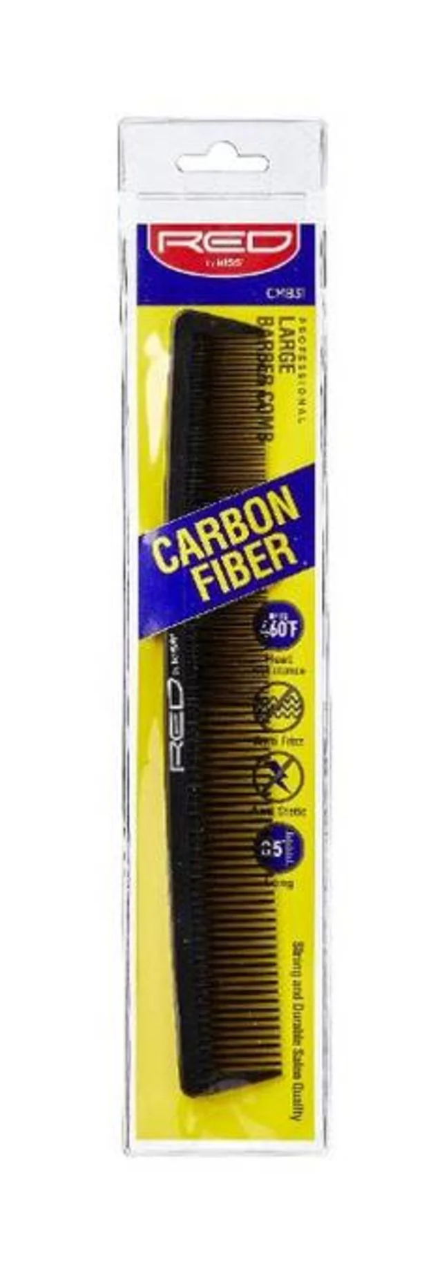 Red by Kiss Professional Carbon Fiber Large Barber Comb #CMB31