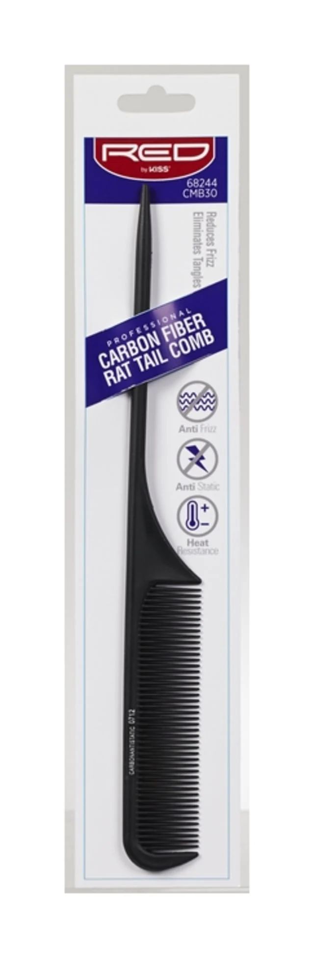 Red by Kiss Professional Carbon Fiber Rat Tail Comb #CMB30