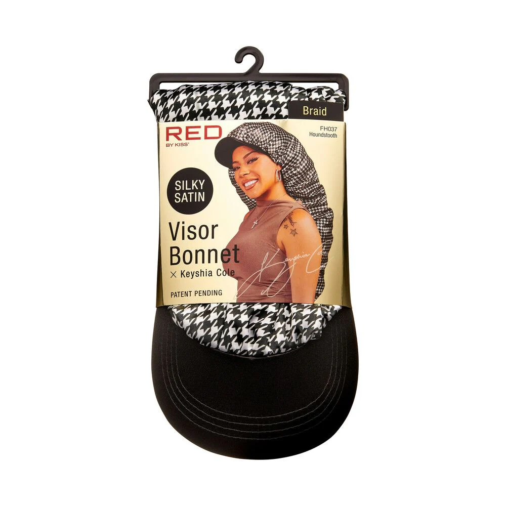 Red by Kiss X KEYSHIA COLE Silky Satin Visor Braid Bonnet #FHO37 Houndstooth