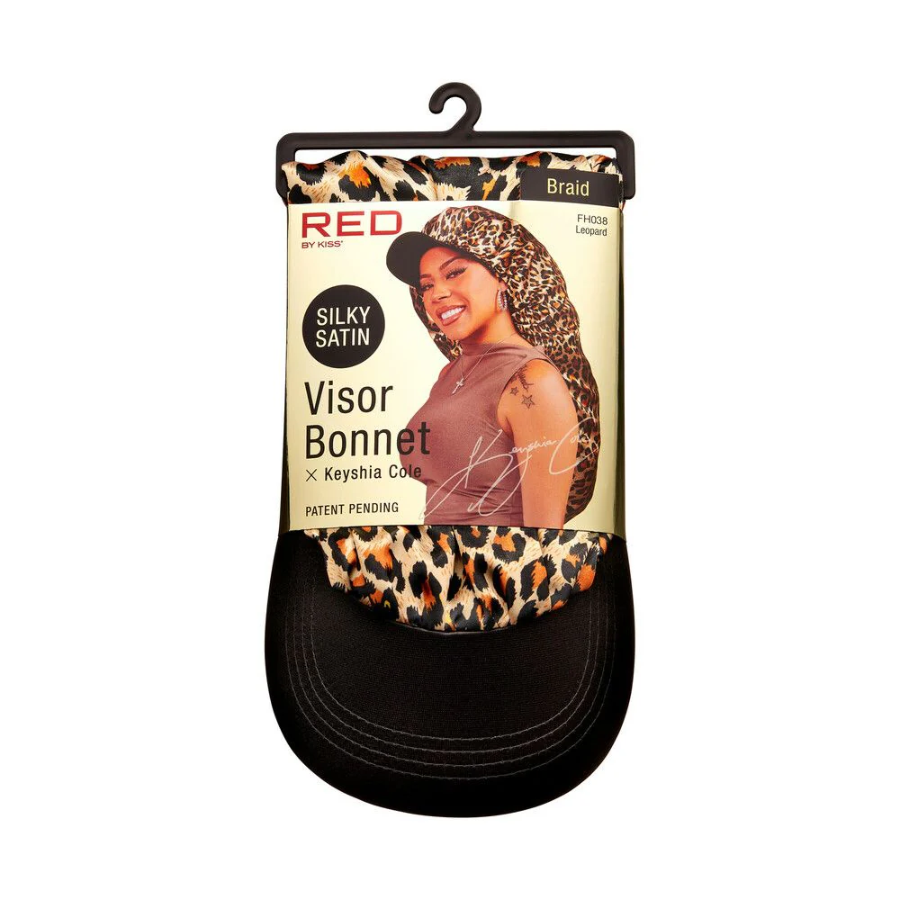 Red by Kiss X KEYSHIA COLE Silky Satin Visor Braid Bonnet #FHO38 Leopard