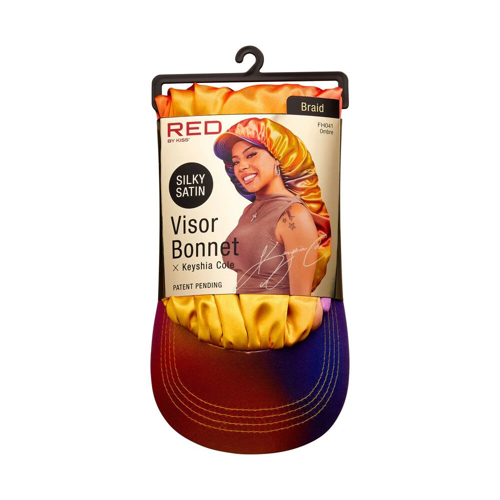 Red by Kiss X KEYSHIA COLE Silky Satin Visor Braid Bonnet #FHO41 Ombre